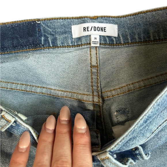 Re/Done Stove Pipe Cropped Jeans Light Wash Raw Hem Size 26 Mid 90s Button Fly - Picture 4 of 13